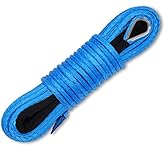 Ucreative 1/4 Inch x 50 Feet 10,000LBs Synthetic Winch Line Cable Rope with Black Protecing Sleeve for ATV UTV (Blue)