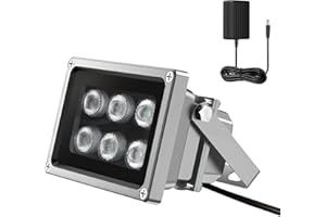 OHWOAI IR Illuminator,6 LED IR Illuminators 850nm,Ir Lights for Security Cameras,10ft 12V 2A Power Supply,Long Range Infrared Light,Outdoor Ir Floodlight, Waterproof Lamp Night Vision