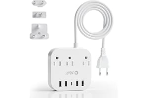 Unidapt European Plug Adapter, Unidapt US to UK Europe Power Strip for EU/UK/US with USB C and 4 USB Ports, 3 AC Outlets, Wal