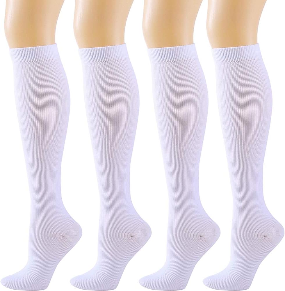Compression Socks for Women Men - Ovruns 15-20 mmHg Pregnant Nurse Flight Surgery Recovery Support Stockings 3/4 Pairs