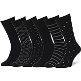 Easton Marlowe Mens Dress Socks 6 Pair Combed Cotton Classic Patterns No Seam Comfort