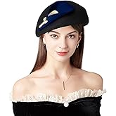 RZTA Women's Vintage 100% Wool Felt Cloche Bucket Bowler Hat Winter Vintage Bow Fedoras Church Derby Fascinator Hat
