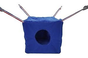 neolun Ferret Cube Hammock Hanging Bed for Ferrets Rats Chinchilla Sugar Gliders or Other Small Animals Three-Door Hammock(Blue)