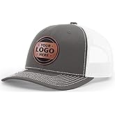 Custom Trucker Leather Patch Hat Laser Engraved