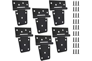 TamBee Black Gate Hinges Shed Hinges Heavy Duty Gate Hinges for Wooden Fences Barn Door Hinges for Wood Outdoor 3.5inch with Screws (Pack of 6)