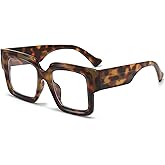 ZIMUSUN Oversized Square Glasses for Women Men Chunky Frame Blue Light Lens Non Prescription Eyeglasses