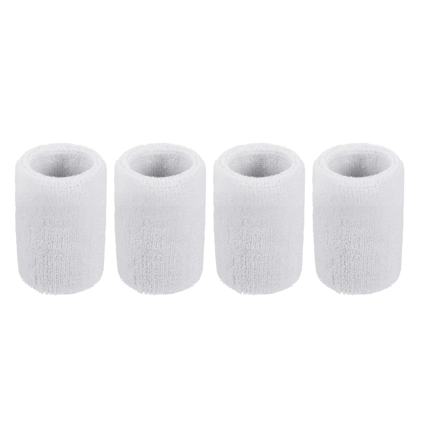 M METERXITY 4 Pack Wrist Brace - Elastic Air-Permeable Cotton Terry Cloth Sweatband, Apply to Tennis/Basketball/Running (8x8cm, White)