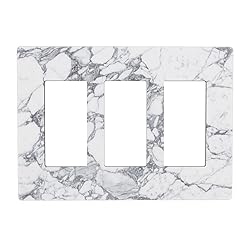 White Gray Marble 3 Gang Triple Rocker/Decora Light