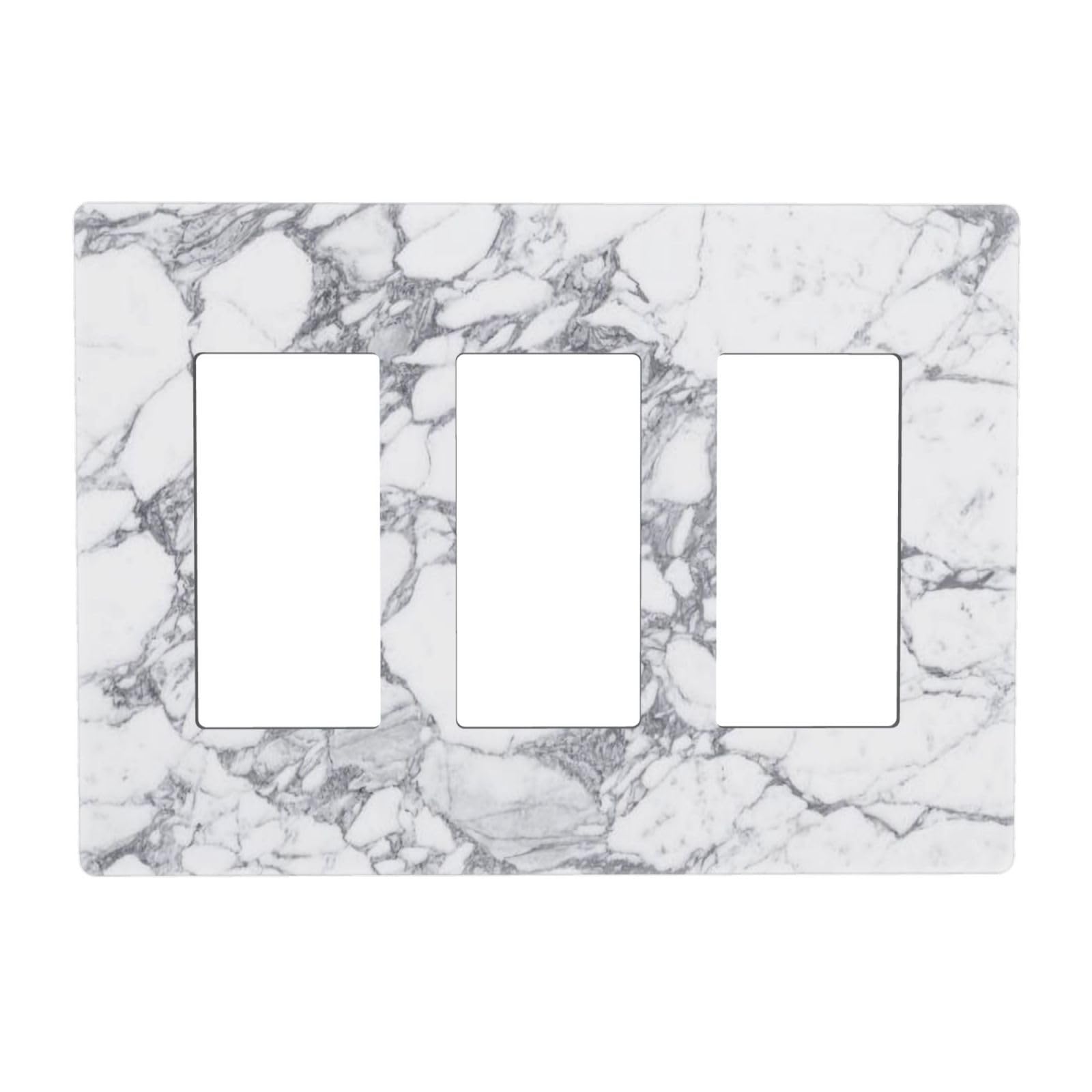 White Gray Marble 3 Gang Triple Rocker/Decora Light