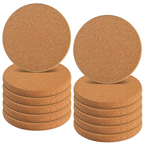 homEdge Cork Coasters, 12 Pack Extra Thick Round Edge Coasters, 4 Inch Diameter and 5/16 Inch Thick