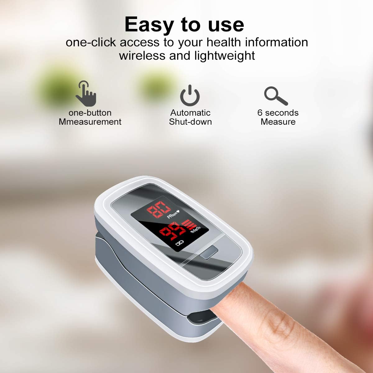 Pulse Oximeter, Oxygen Monitor, Finger Heart Rate Monitor, Blood Oxygen Saturation Monitor Finger, Heart Rate Monitor with OLED Display (Gray) - Image 5