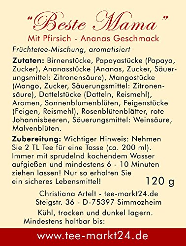 Geschenk für die "Beste Mama" - Das Teegeschenk für Muttertag, Weihnachten, Geburtstag und Ostern - Tee im Glas - Früchtetee in der Weck® Flasche - 120 g Tee von Quertee – Bild 4