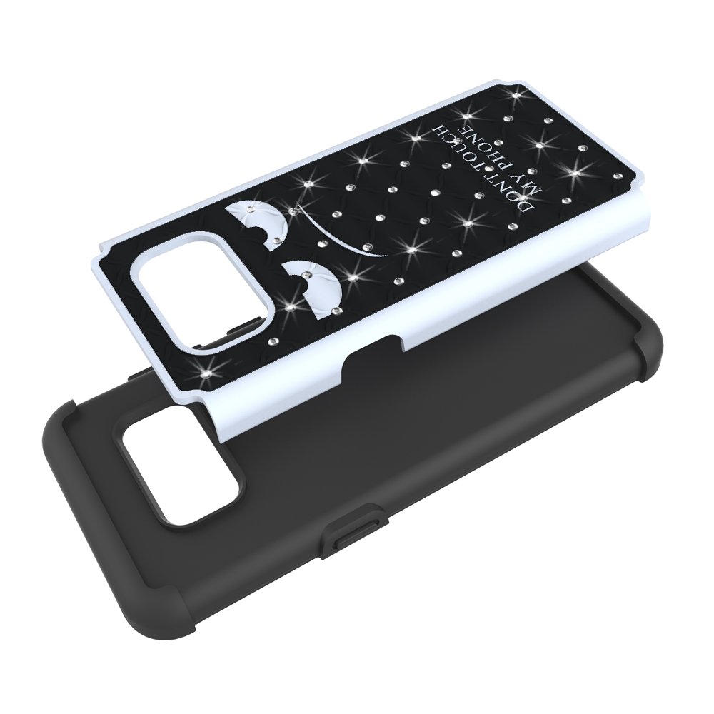 Galaxy S8 Case, UrSpeedtekLive [Shock Absorpt] Studded Rhinestone Bling Hybrid Dual Layer Armor Defender Protective Case Cover for Samsung Galaxy S8 - Don\'t Touch