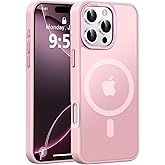 Newfuture Designed for iPhone 16 Pro Case with Magnetic [13 FT Military Drop Protection] [Compatible with Magsafe] Slim Translucent Matte Shockproof with Anti-Fingerprint Phone Case,Tender Pink