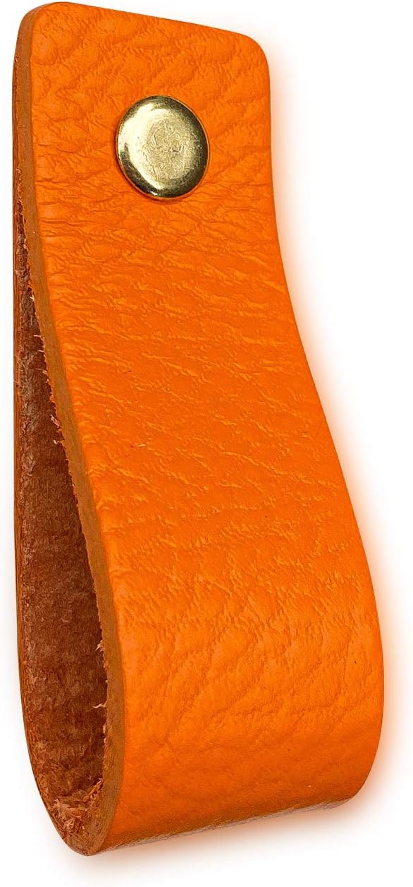 Brute Strength, Leather Handles for Furniture, Orange, 6 pcs, 16,5 x 2,5 cm, Cabinet Handle, Door Handle for Kitchen Bathroom - Image 5
