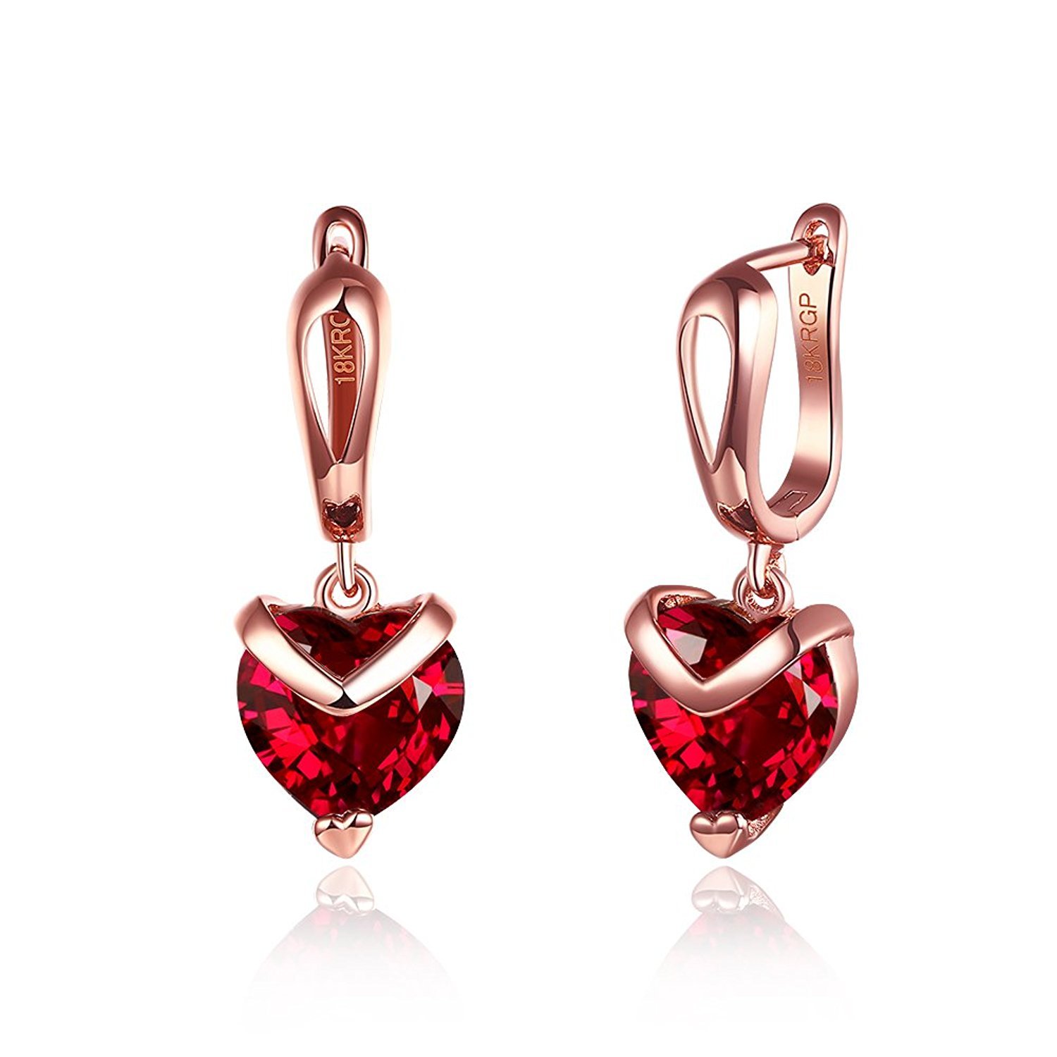 abhista earrings for girls and women red austrian crystal 18k rose gold plated stud earrings