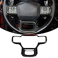 Jogon Real Carbon Fiber Steering Wheel Frame Cover Trim for F150 F-150 Raptor Limited Lariat XL Platinum Off-Road 2021 2022 2023 2024 Steering Bezel Decorative Sticker