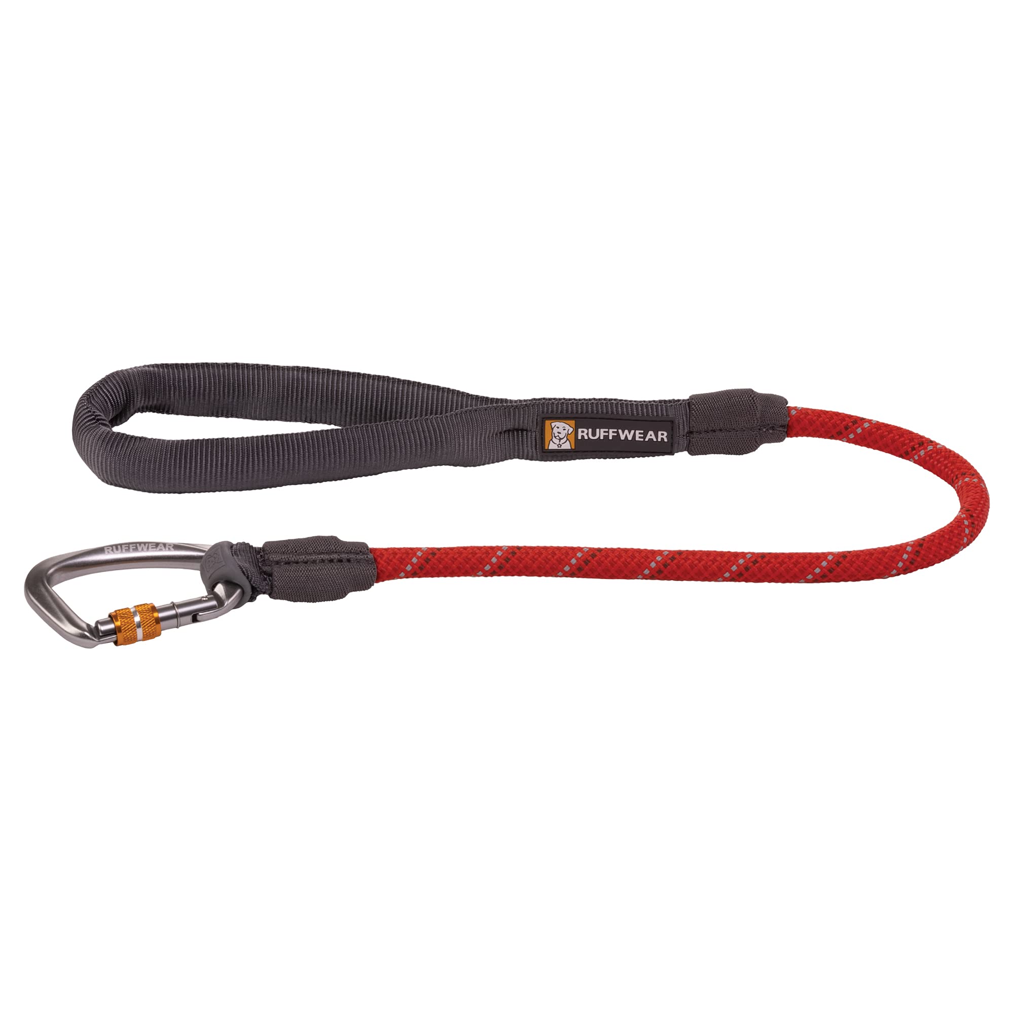 RUFFWEAR Knot-a-Long Leash, 30 Inch (0.76m) Short Length Strong Reflective Rope Dog Lead to Keep Your Dog Close. With Comfortable Padded Handle and Secure Locking Carabiner, Red Sumac
