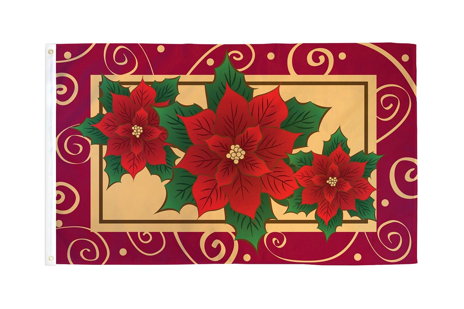 AZ FLAG - Poinsettias Flag - 3x5 Ft - 100D Polyester Christmas Flower Banner with Two Metal Grommets - Fade Resistant - Vivid Colors - 3' x 5' Feet - 150x90 Cm