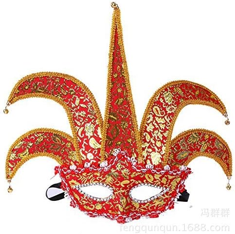 Pentagon Brocade Mask Adult Mask Half Face Venetian Mask For Masquerade,Party,(Red)