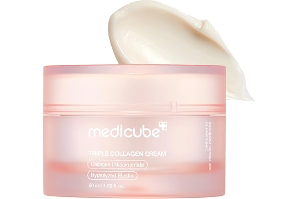 medicube Triple Collagen Cream - Hydrating & Firming Moisturizer with Hyaluronic Acid, Premium Elastin, Shea Butter - Wrinkle