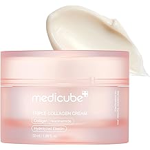 medicube Triple Collagen Cream - Hydrating &amp; Firming Moisturizer with Hyaluronic Acid, Premium Elastin, Shea Butter - Wrinkle
