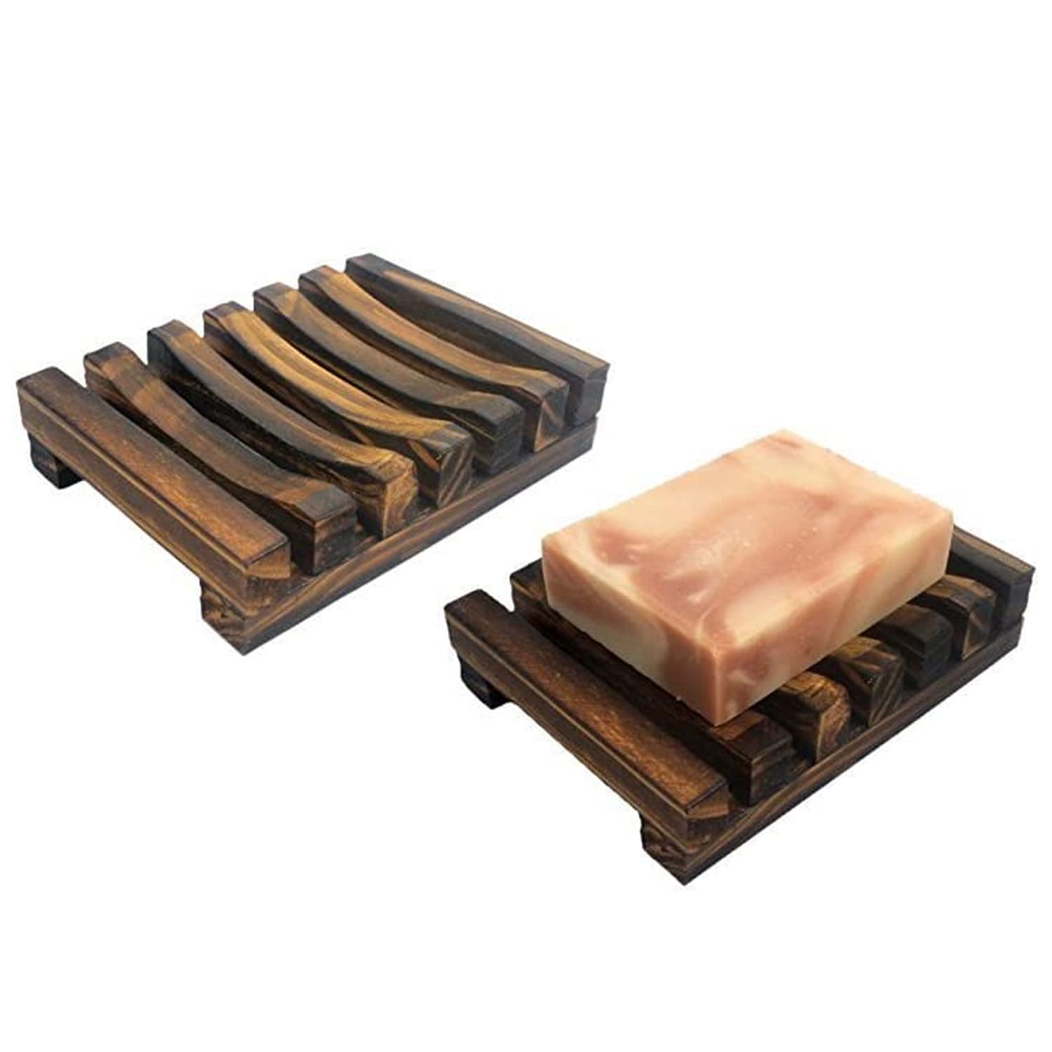 2pc-Hawaii Style Bathroom Accessories Handmade Natural Wood Soap Dish Wooden Soap