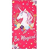 LIVILAN Unicorn Beach Towel for Girls Kids, Oversized Rainbow Beach Towel Microfiber Quick Dry Sand Free Pool Yoga Bath Cute Thin Towel, Toddler Beach Towel Blanket Unicorn Gifts, 30”x60”