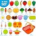 Sotodik 31PCS Cutting Toys Shopping Cart Toys Pretend Food Fruits Vegetable Playset Educational Learning Toy Kitchen Play Food for Boy Girl Kid (Red)