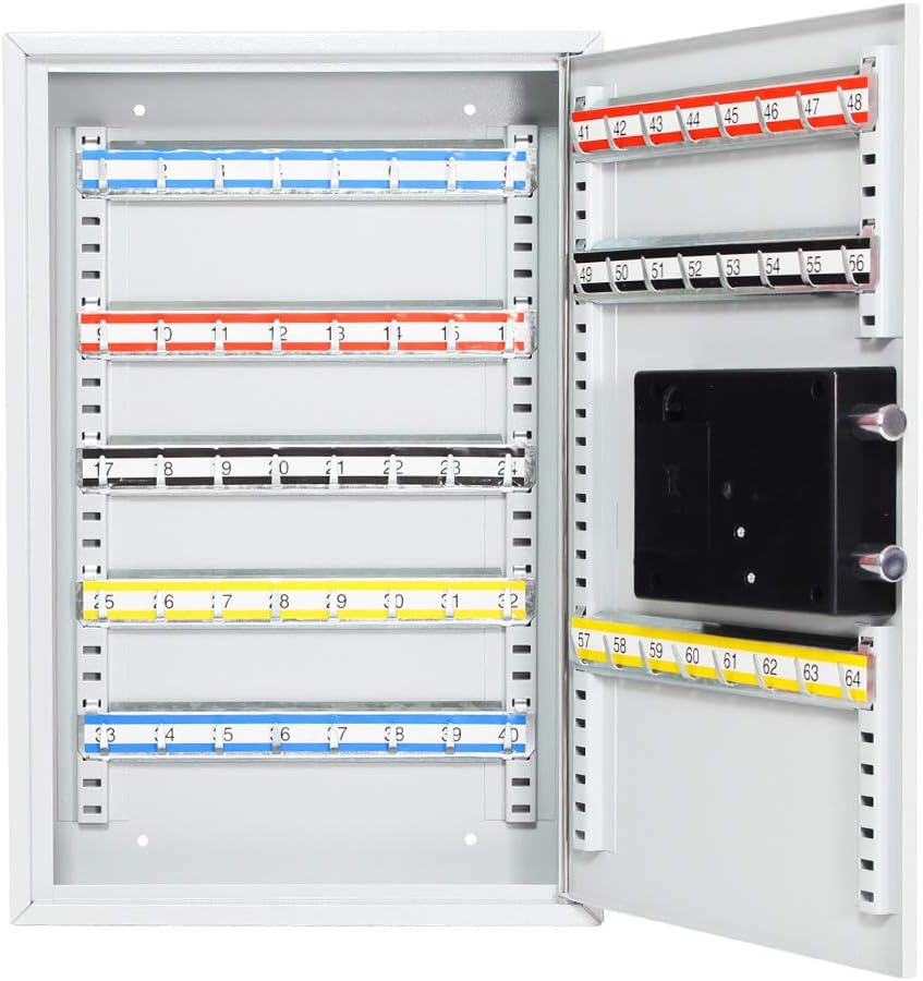 Rottner Key Cabinet S 64 with electronic lock, includes 64 key tags, adjustable hook strip, and mounting materials - Image 3