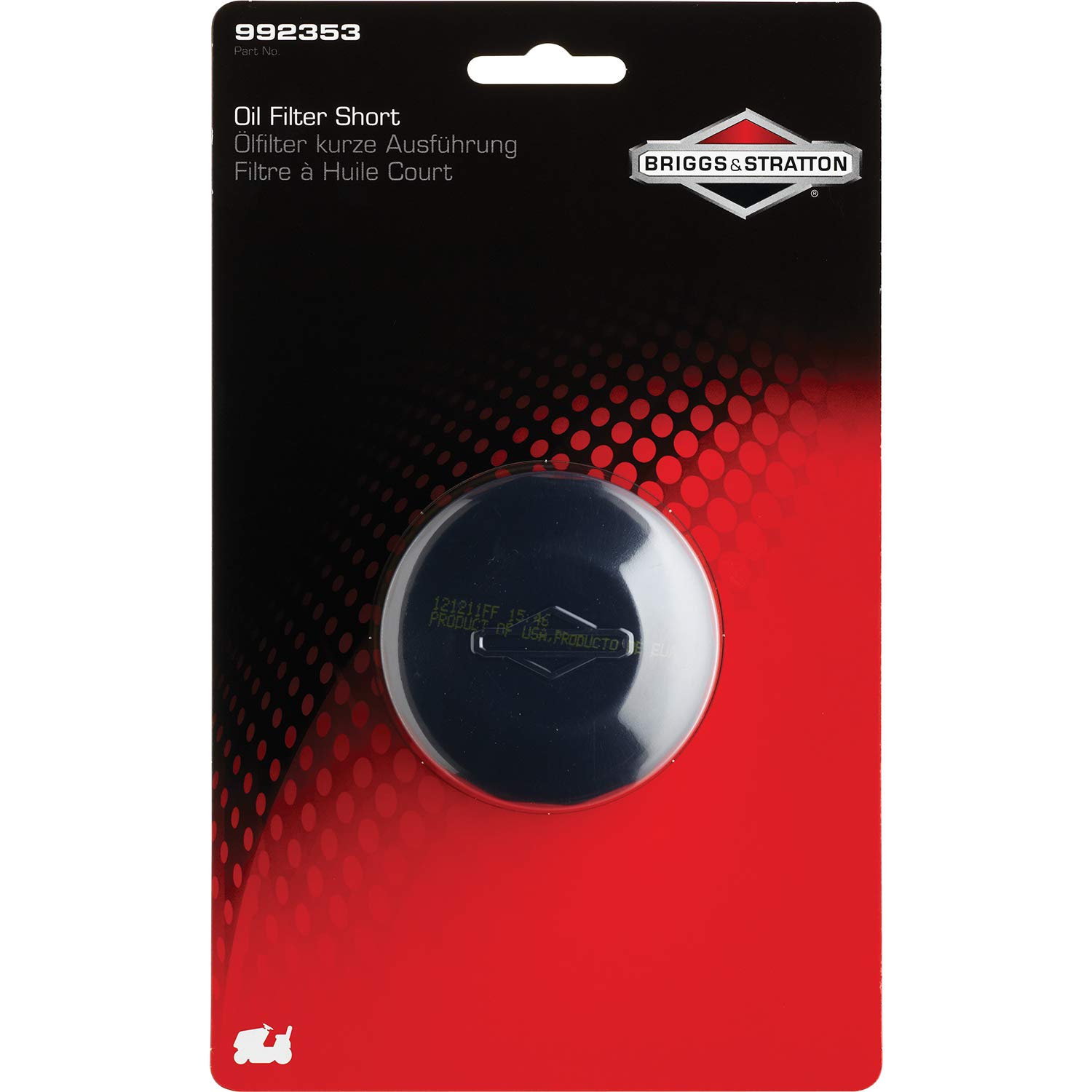 Briggs & Stratton 992353 492932S Oil Filter Short