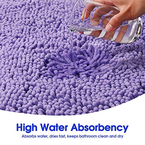 HOMEIDEAS 3 Pieces Light Purple Bathroom Rugs Set, Ultra Soft Non Slip