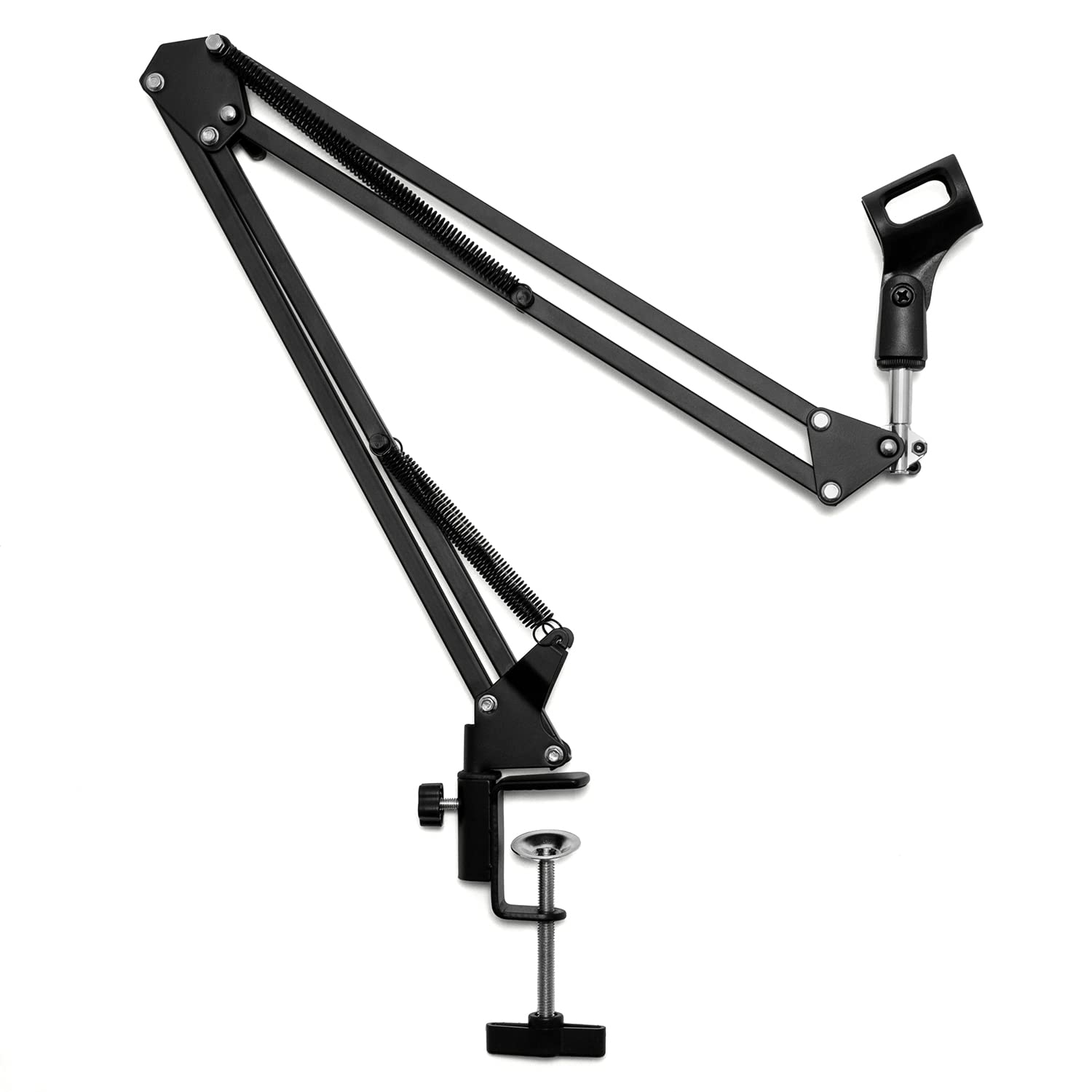 TIGER MCA69-BK Adjustable Microphone Scissor Arm Suspension Boom Stand for Radio Broadcasting Studios, YouTube Videos, Voice-Over Studios, Stages and TV - Black