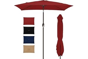 SANGMUCEN 10 x 6.5ft Rectangular Patio Umbrella for 6-8 Person Table, Outdoor Market Umbrella with Crank and Push Button Tilt