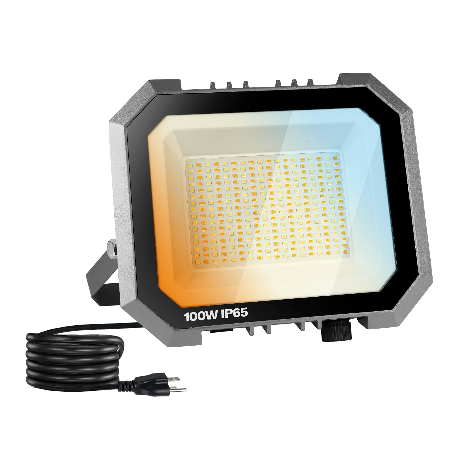 Photo 1 of Leddictive 1 Pack LED Flood Lights Outdoor, 3CCT 3000/4000/6000K Selectable 100W 10000LM Floodlight Outside Work Light with 5.9FT Plug, IP65 Waterproof LED Flood Light for Garage, Yard, Lawn, Garden