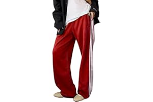 UAURORAO Women Y2k Track Pants Baggy Striped Joggers Sweatpants Elastic Waist Color Block Parachute Pants with Pockets