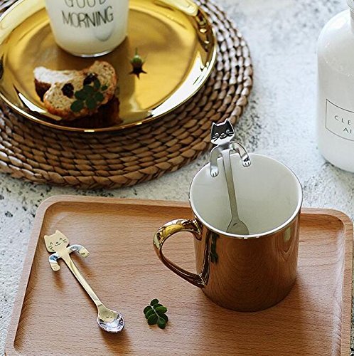 Feb.7 4PCS Stainless Steel Mini Cat Kitten Design Stainless Steel Coffee/Tea/Dessert/Drink/Mixing/Milkshake Spoon Tableware Flatware Gadgets