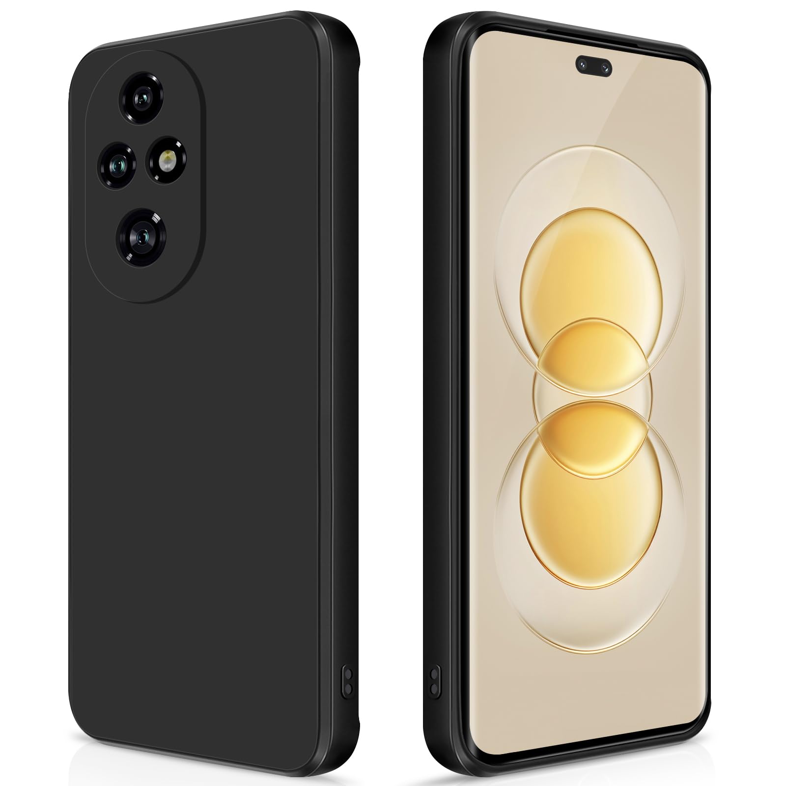 GiiYoon Case Compatible with Honor 200 Pro, Silky-Soft Touch Full-Body Protective Phone Silicone Case, Shockproof Cover with Microfiber Lining, Black