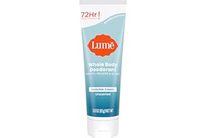 Lume Whole Body Deodorant - Invisible Cream Tube - 72 Hour Odor Control - Aluminum Free, Baking Soda Free, Skin Safe - 3.0 ounce (Unscented)