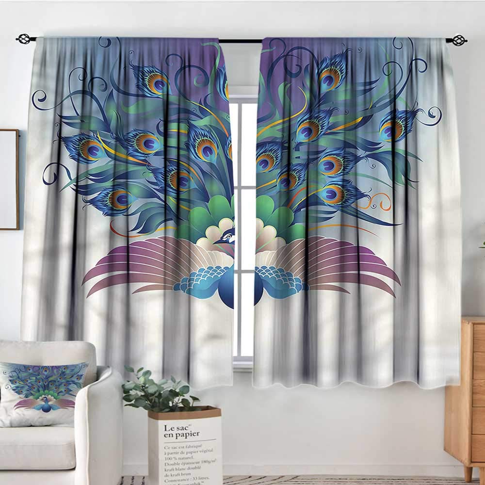 Amazon Com Anzhutwelve Peacock Decor Curtains Majestic Bird Tail