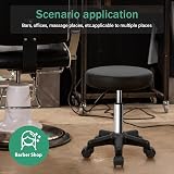 FURWOO Round Rolling Stool with Wheels Height Adjustable Spa Stool Black view 3