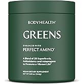 BodyHealth Greens Enhanced with PerfectAmino - Daily Superfood Green Apple Smoothie Powder with Vegetables, Fruit, Antioxidants, Prebiotics, Probiotics, Fiber, and Protein - 40 Servings