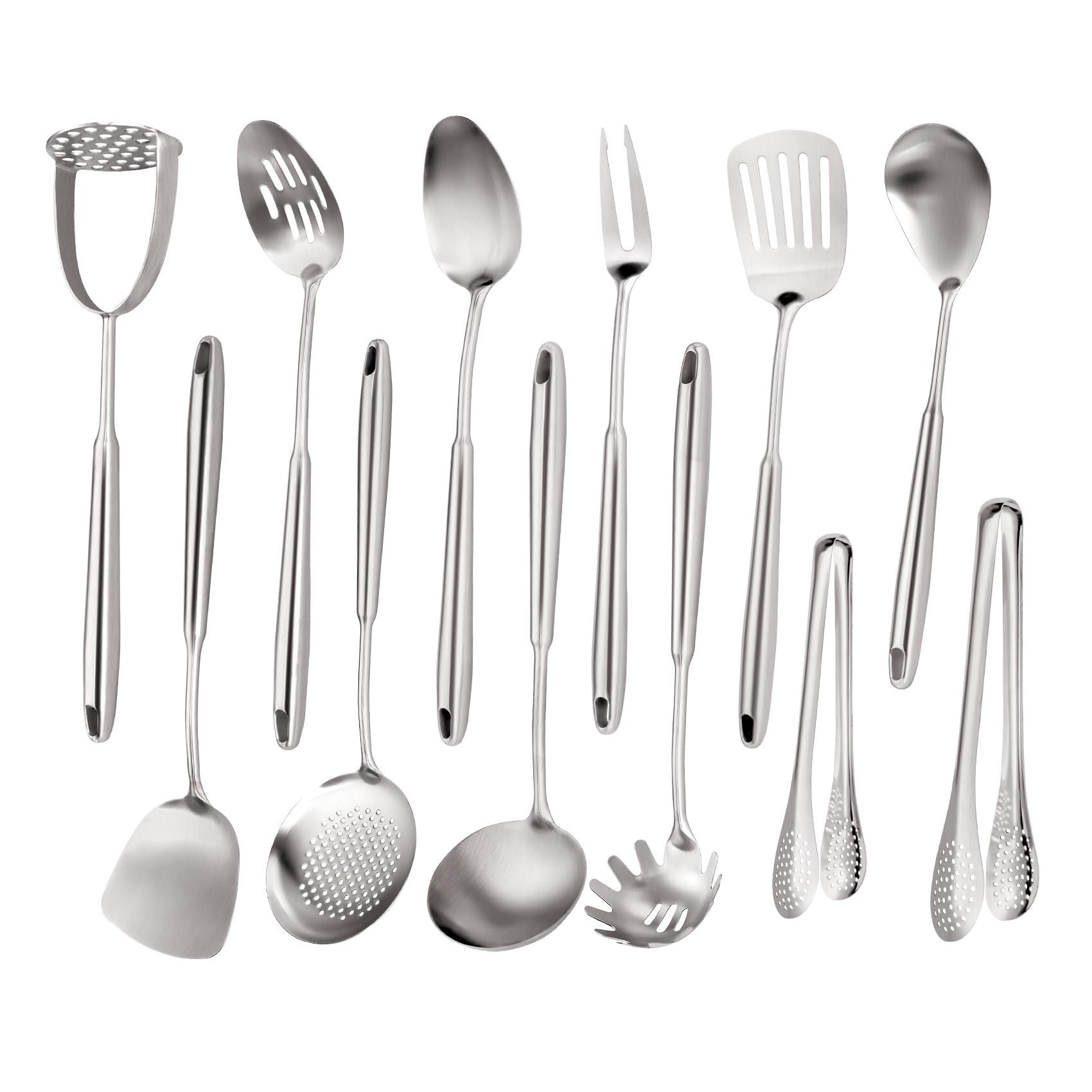 Photo 1 of 18/10 Stainless Steel Kitchen Utensils, Metal Cooking Utensils Set, 12 PCS Large Metal Cooking Utensil Tools Set