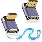 Duttek 8K HDMI 90 Degree Adapter (2 Pack), Up&Down Angle HDMI Adapter, 48Gbps HDMI Male to Female Adapter Extender Connector 