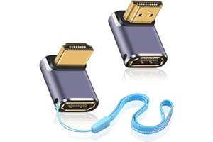 Duttek 8K HDMI 90 Degree Adapter (2 Pack), Up&Down Angle HDMI Adapter, 48Gbps HDMI Male to Female Adapter Extender Connector 