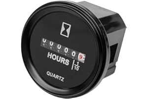 RileyFine Round Quartz Hour Meter Gauge,DC 8-80 V,Snap in Engine Hour Meter for Boat Engine Riding Lawn Mower Tractor Crawler