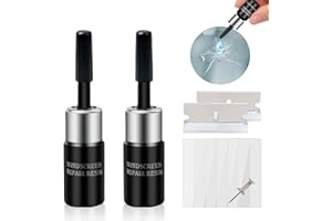 Kunsia Windshield Crack Repir Kit (2pcs) Rock Chip Repair Kit Windshield Repair Kit for Chips and Cracks, Windshield Repair Glue Quick Fix for Bullseyes Half-Moon Cracks Star-Shaped Chips and Cracks