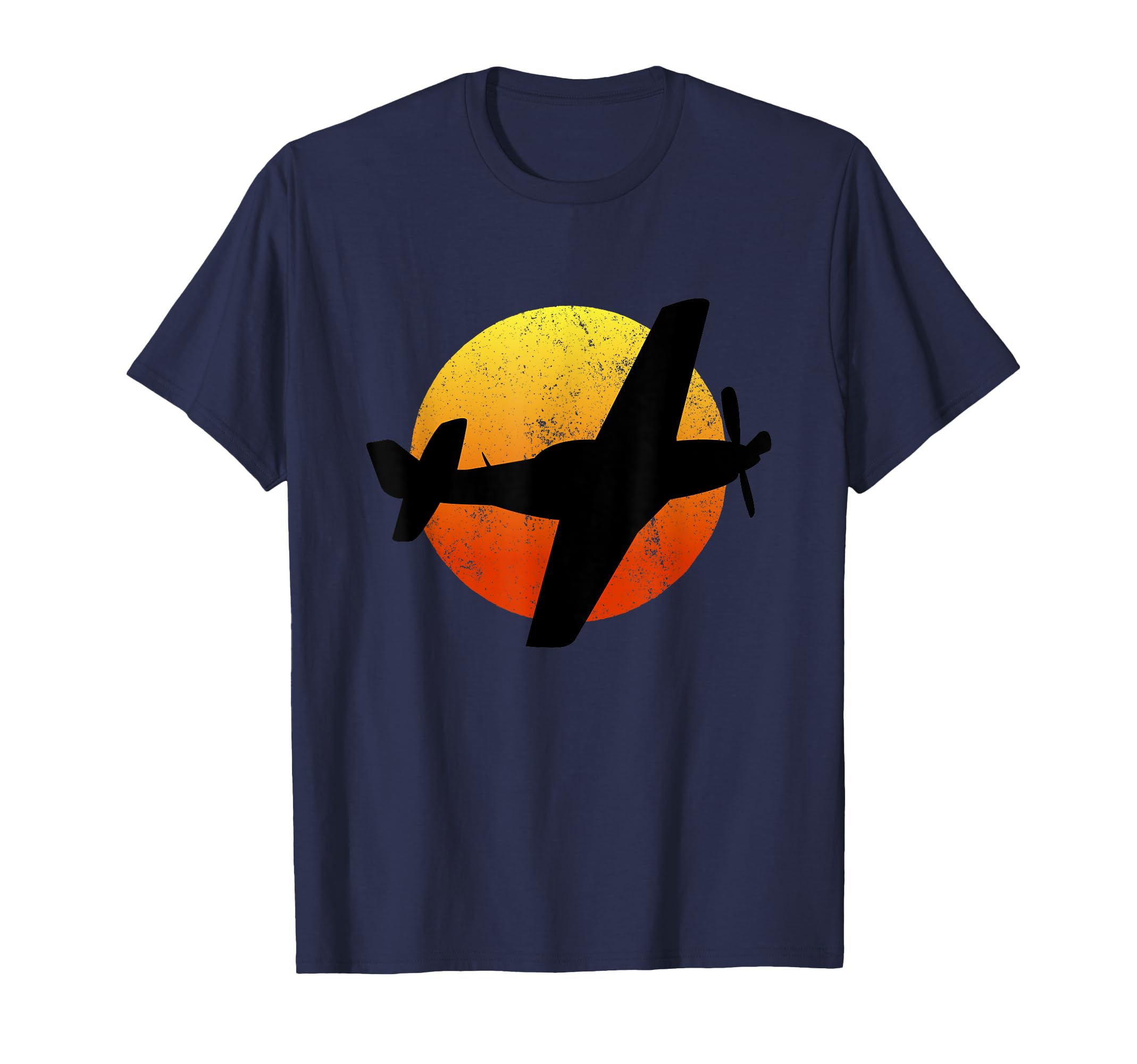 P51 Mustang Silhouette Sunset Military WW2 Aeroplane WWII P51 T-Shirt