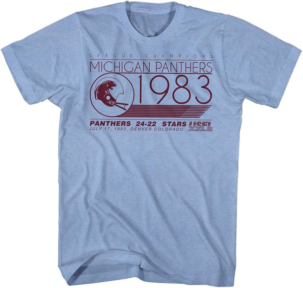 Amazon Com Usfl T Shirt Michigan Panthers Champions Light Blue