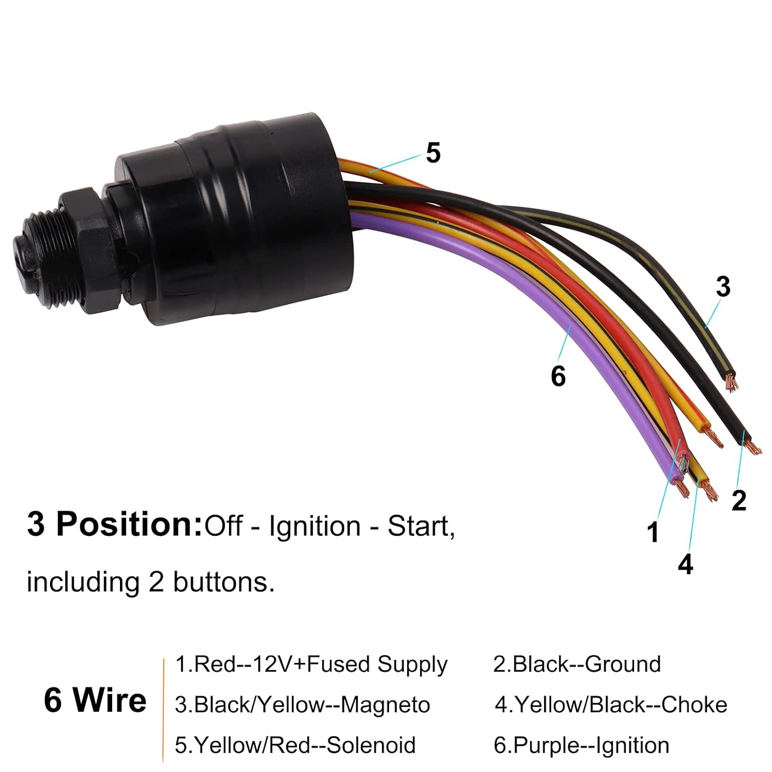 Boat Engine 8717009A2 Ignition Switch 3 Position 6 Wire for Mercury